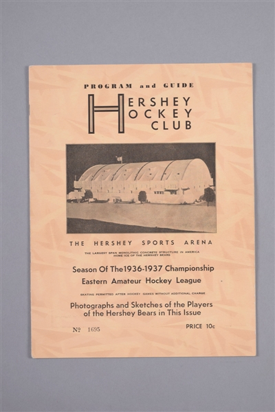 Hershey Bears Memorabilia Collection with Mid-1930s Programs (2), 1937-38 Team Photo, Pennant and Tiles (2)