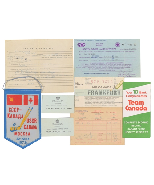 Tommy Naylors 1972 Canada-Russia Series Memorabilia Collection with Scarce Pennant and Gifts