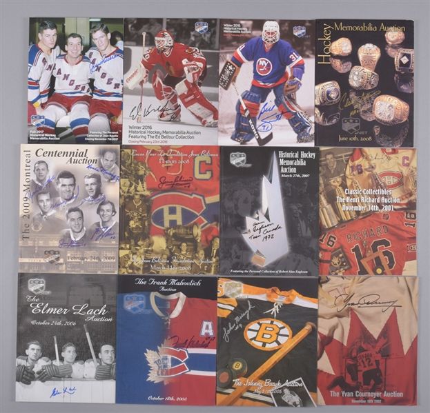 Classic Collectibles Past Auctions Catalog Collection of 13 Signed by Featured Players with LOA - Beliveau, Mahovlich, Ratelle and Others