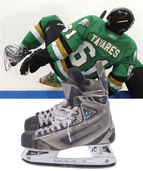 John Tavares 2008-09 London Knights / WJC Team Canada Signed CCM Game-Used Skates - Photo-Matched to London Knights and Team Canada!