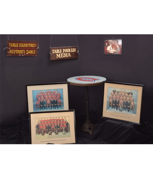 Hector "Toe" Blakes Tavern Memorabilia Collection with Montreal Canadiens Framed Team Pictures, Bistro Table and More!