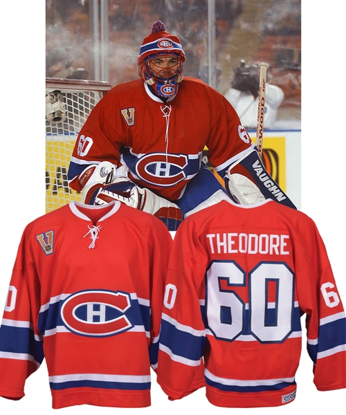 Jose Theodores 2003-04 Montreal Canadiens "Heritage Classic Game" Game-Worn Jersey with LOA - Photo-Matched!