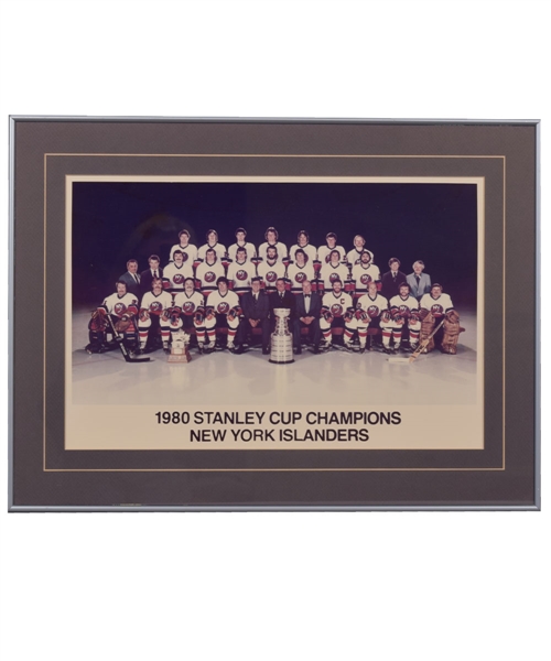Clark Gillies 1979-80 New York Islanders Stanley Cup Champions Framed Team Photo with His Signed LOA (19” x 25 ½”) 
