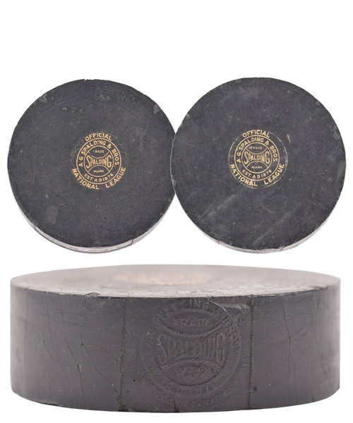 Vintage 1930s Spalding Official NHL Hockey Game Puck with Stamped Spalding Logo on Edge