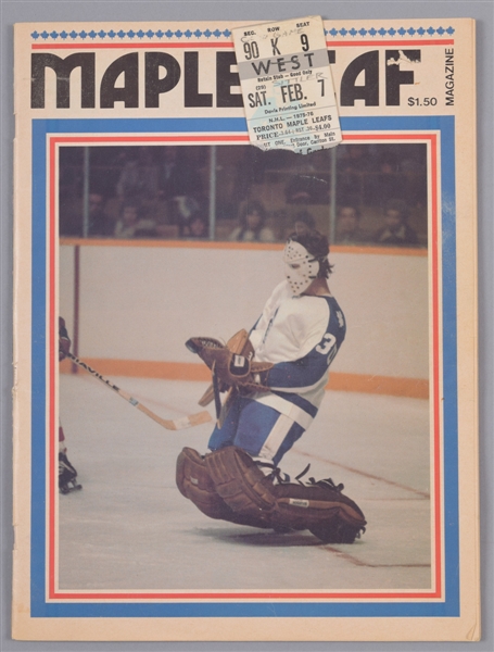 Darryl Sittler February 7th 1976 "10 Point Night" Maple Leaf Gardens Program and Ticket Stub