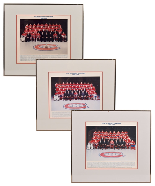 J.J. Daigneaults 1989-90 to 2017-18 Montreal Canadiens Official Framed Team Photo Collection of 10 with His Signed LOA