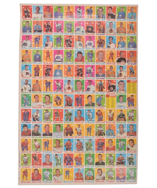 1970-71 O-Pee-Chee Hockey 132-Card Uncut Sheet Including Perreault, Park and Cashman Rookies and Checklists (2)