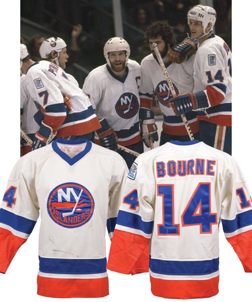 Bob Bournes 1979-80 New York Islanders Game-Worn Stanley Cup Finals Jersey with LOA - Team Repairs! - Photo-Matched!