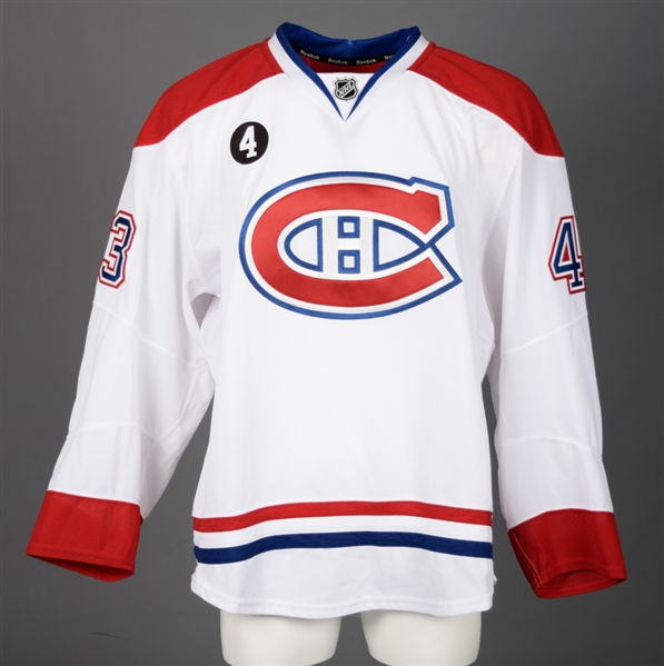 Mike Weavers 2014-15 Montreal Canadiens Game-Worn Away Jersey with Team LOA - Beliveau Memorial Patch!