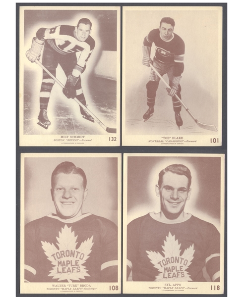1940-41 O-Pee-Chee Hockey Near Complete Card Set (45/50) Plus 16 Duplicates - Includes Blake (2), Broda, Reardon RC, Apps (3), Stewart RC (2) and Schmidt RC