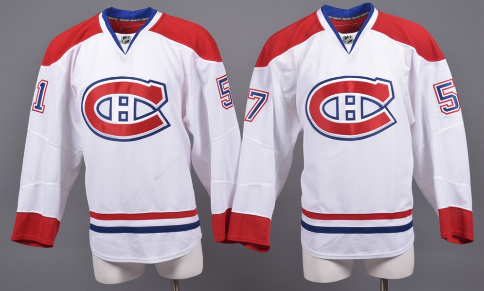 Benoit Pouliots and Aaron Palushajs 2010-11 Montreal Canadiens Game-Worn Away Jerseys with Team LOAs