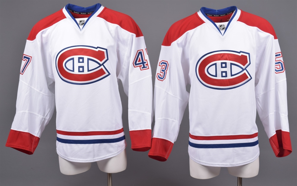 Ryan White’s and Jeremy Gregoire’s 2013-14 Montreal Canadiens Game-Worn Home (White) and Game-Issued Away (Gregoire) Jerseys with Team LOAs