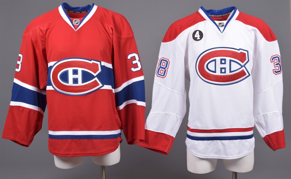 Drayson Bowman’s 2014-15 Montreal Canadiens Game-Issued Home and Away Jerseys with Team LOAs 