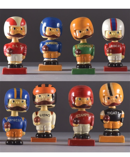 1960s Canadian Football League (CFL) Nodders / Bobbing Heads Collection of 10 - Most in Original Boxes!