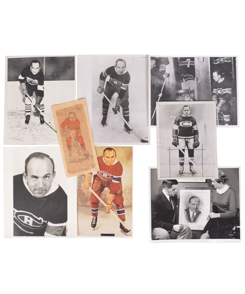 Howie Morenz Montreal Canadiens Hockey Photo Collection of 7 Plus 1930s Iron-Transfer