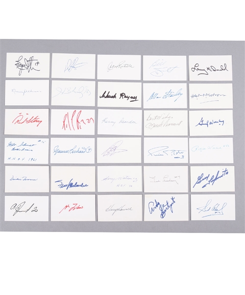 Signed Hockey Index Card and Cut Collection of 350+ Including 180 HOFers Including Deceased Players