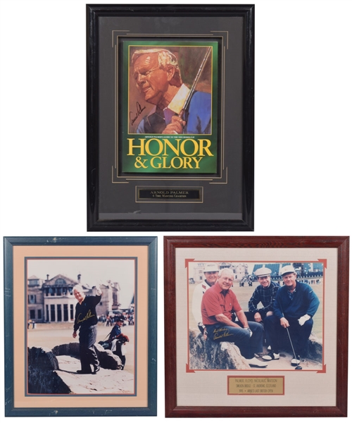 Golfing Great Arnold Palmer Signed Frame Collection of 3 with JSA LOAs