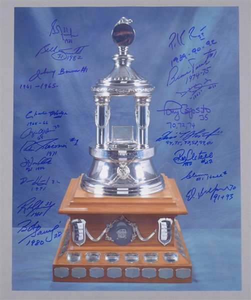 NHL Vezina Trophy Past Winners Multi-Signed Photo by 18 with Inscriptions Including Roy, Fuhr, Parent, Hasek and Belfour with LOA (16" x 20")
