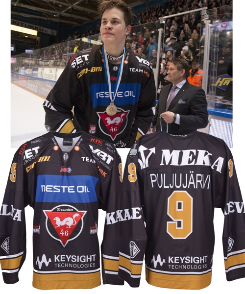 Jesse Puljujärvis 2015-16 Finnish Pro Hockey Team Karpat Game-Worn Playoffs Jersey - Photo-Matched!
