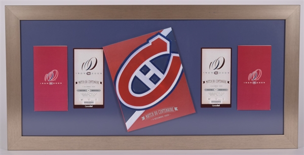 Montreal Forum Seating Chart, 1996 Molson Centre Inaugural Game Framed Display, 2009 Centennial Game Framed Display Plus Signatures