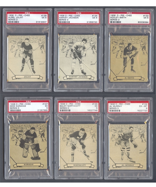 1936-37 O-Pee-Chee Series "D" (V304D) PSA-Graded Hockey Card Collection of 10 Including Joliat, Jackson and Smith