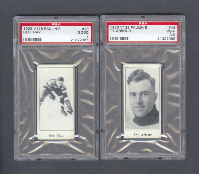 1923-24 Paulins Candy V128 (2) and 1924-25 Champs Cigarettes C144 (2) PSA-Graded Hockey Cards