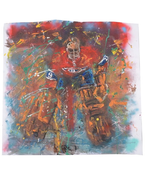 Gorgeous Ken Dryden Montreal Canadiens Original Painting on Canvas by Renowned Artist Murray Henderson (41” x 42”) 