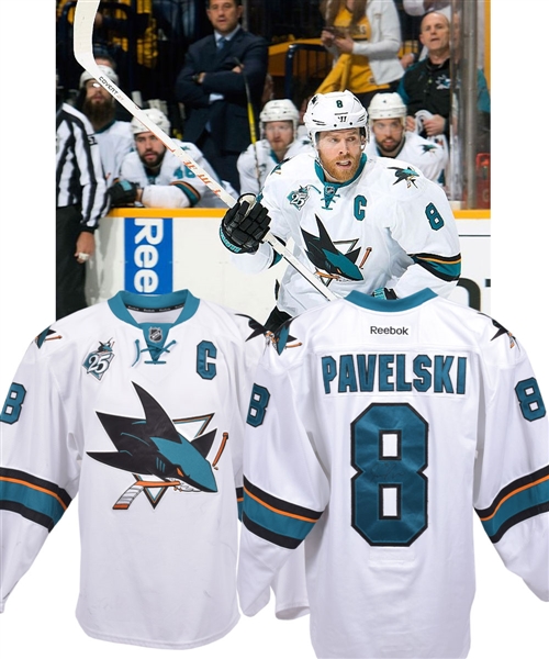 Joe Pavelskis 2015-16 San Jose Sharks Signed Game-Worn Captains Jersey - Photo-Matched!