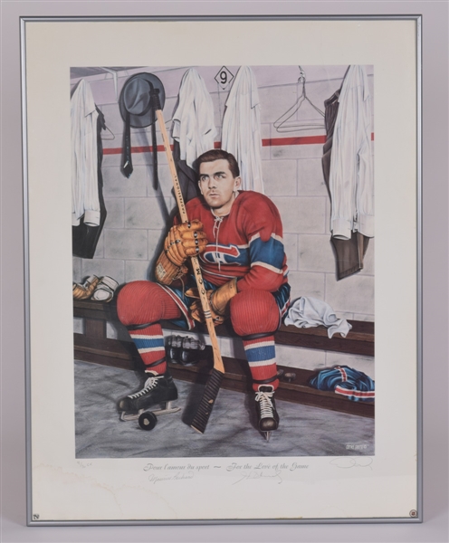 "For the Love of the Game" Maurice and Henri Richard Dual-Signed Framed Print by Daniel Parry Plus Maurice Richard and Allan Stanley Dual-Signed Framed Photo
