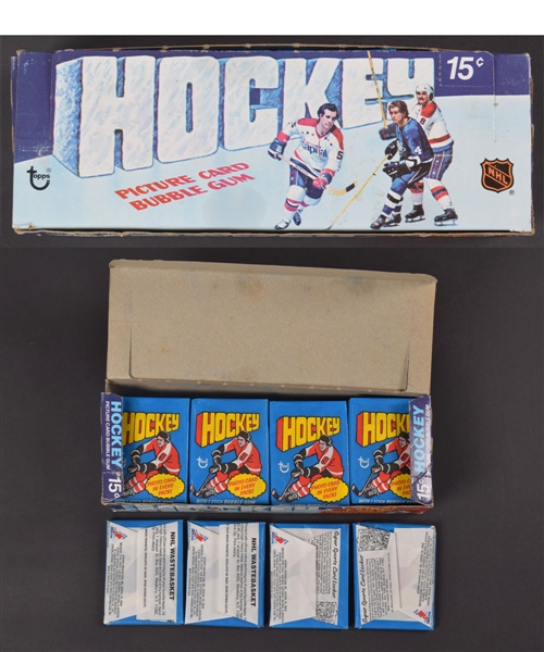 1976-77 Topps Hockey Wax Box with 32 Unopened Packs - Bryan Trottier Rookie Year!