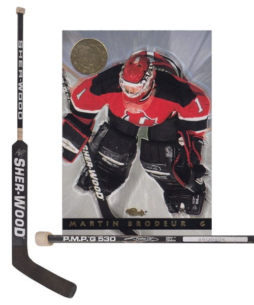 Martin Brodeurs 1992-94 Utica Devils/New Jersey Devils Signed Sher-Wood Game-Used Rookie Era Stick