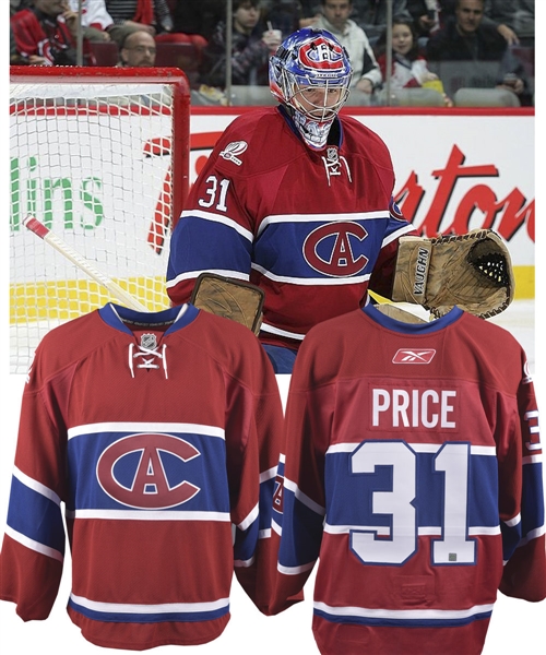 Carey Prices 2008-09 Montreal Canadiens "1915-16" Centennial Game-Worn Jersey with Team LOA - Photo-Matched!