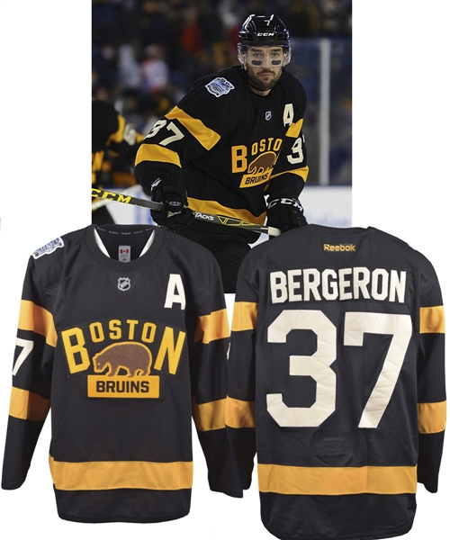 Patrice Bergerons 2016 Winter Classic Boston Bruins Game-Worn Alternate Captains Jersey