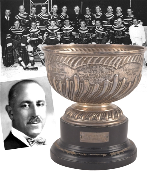 Major Frederic McLaughlins 1933-34 Chicago Black Hawks Stanley Cup Championship Sterling Silver Trophy (6 1/2")