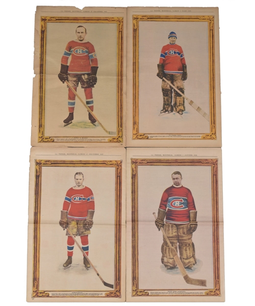 Montreal Canadiens 1927-39 "La Presse" Hockey Picture Collection of 26 Including Morenz and Vezina Plus Rare Circa 1910 Newsy Lalonde Herald Picture and 1928-29 "Le Samedi" Hockey Pictures (6)