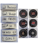 Montreal Canadiens 2013-16 Goal Pucks (6) with Pacioretty, Galchenyuk, Plekanec and Desharnais