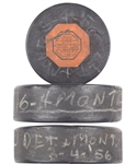 Montreal Canadiens vs Detroit Red Wings March 4th 1956 Art Ross Game Puck with Notations