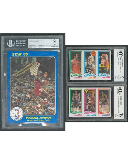 1980-2003 Topps, Fleer and Other Brands Basketball Graded Card Collection of 6 Including 1984-85 Star Court Kings Michael Jordan Rookie Card Beckett-Graded 9
