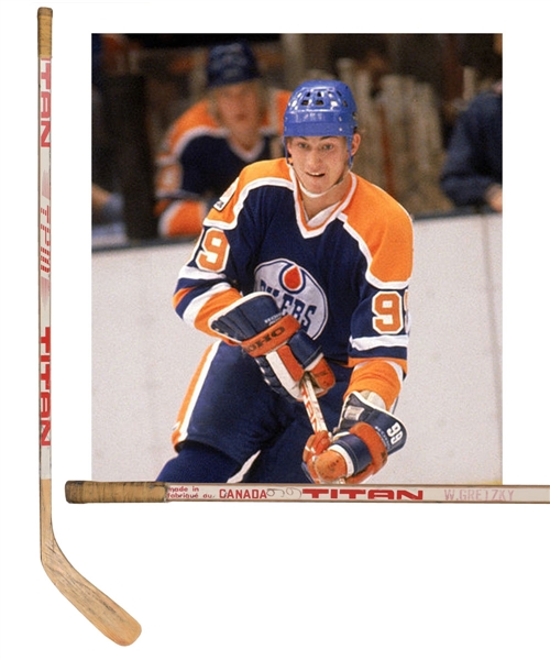 Wayne Gretzkys 1979-80 Edmonton Oilers Signed Titan Game-Used Rookie Season Stick with LOA