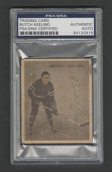 1933-34 World Wide Gum Ice Kings (V357) Hockey #20 Melville "Butch" Keeling Signed Rookie Card – PSA/DNA Certified