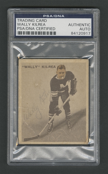 1933-34 World Wide Gum Ice Kings (V357) Hockey #53 Walter "Wally" Kilrea Signed Rookie Card – PSA/DNA Certified