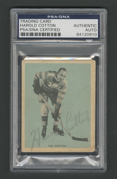 1933-34 Hamilton Gum (V288) Hockey #39 Harold Cotton Signed Rookie Card - PSA/DNA Certified