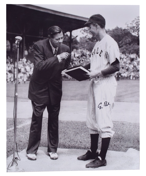 George H.W. Bush Signed 1948 Yale Baseball Photo Including Babe Ruth (16" x 20") with JSA LOA - 41st President of the United States