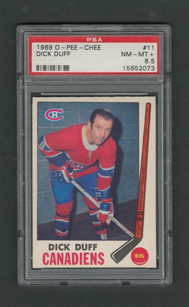 1969-70 O-Pee-Chee Hockey Card #11 HOFer Dick Duff - Graded PSA 8.5