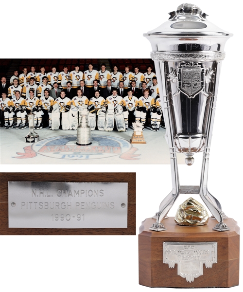Bryan Trottiers 1990-91 Pittsburgh Penguins Prince of Wales Championship Trophy with Family LOA