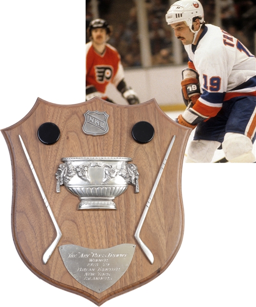 Bryan Trottiers 1978-79 New York Islanders Art Ross Trophy Plaque with Family LOA - 47-Goal 134-Point Season!