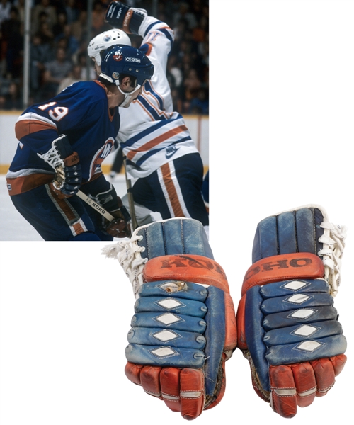 Bryan Trottiers 1983-84 New York Islanders Koho Game-Used Stanley Cup Finals Gloves with Family LOA - Photo-Matched!