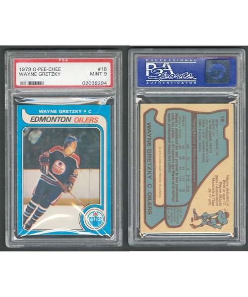 1979-80 O-Pee-Chee Hockey Card #18 HOFer Wayne Gretzky RC - Graded PSA 9