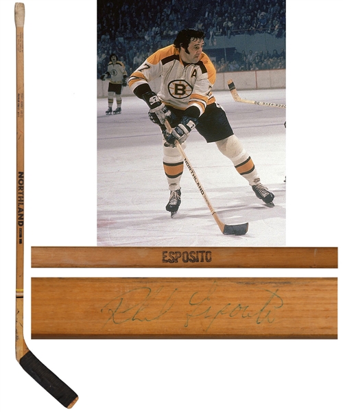 Phil Espositos Early-1970s Boston Bruins Northland Game-Used Stick