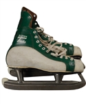 California Golden Seals Circa 1972-73 Green and White CCM Super Tacks Game-Used Skates from Don Simmons Personal Collection with Family LOA